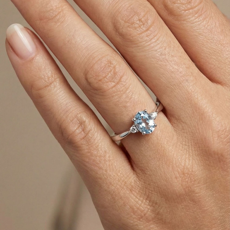 SORTIJA AGUAMARINA OVALO