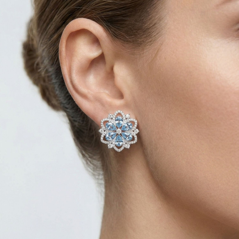 PENDIENTES FLOR AGUAMARINA