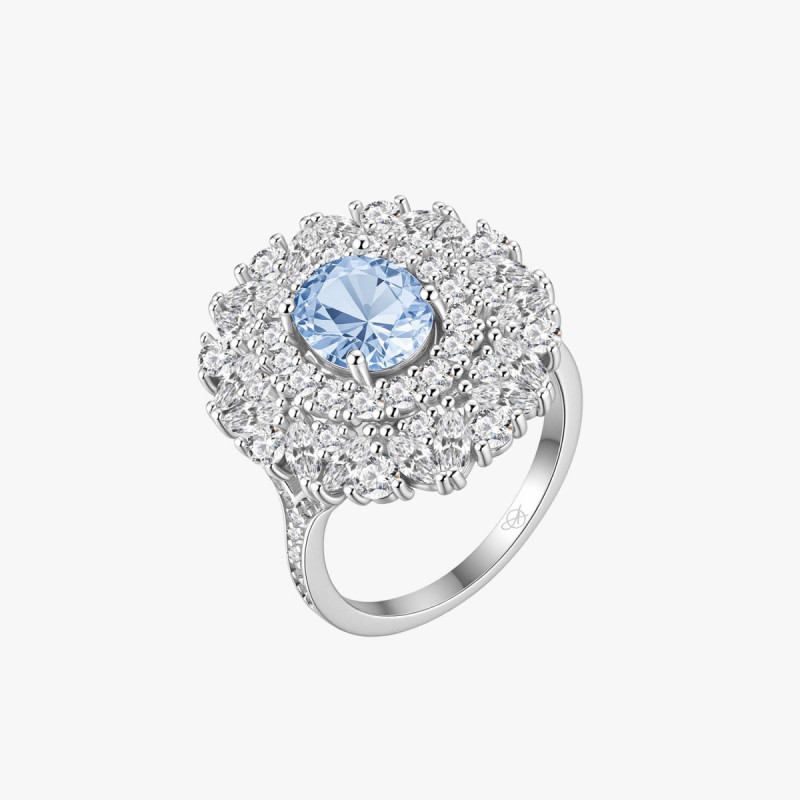 SORTIJA ROSETON AGUAMARINA