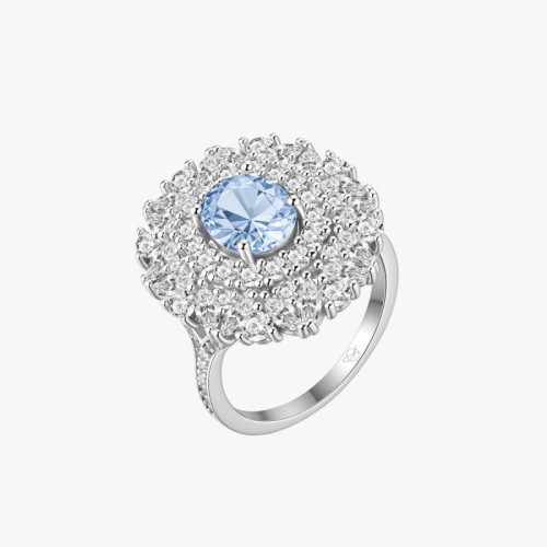 SORTIJA ROSETON AGUAMARINA