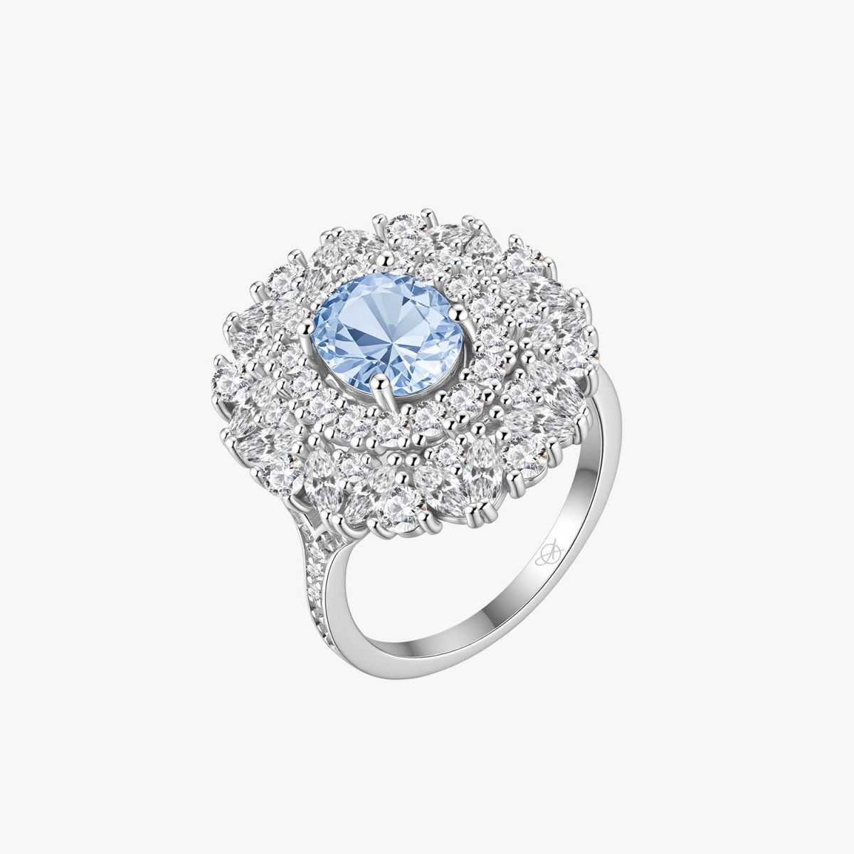 SORTIJA ROSETON AGUAMARINA