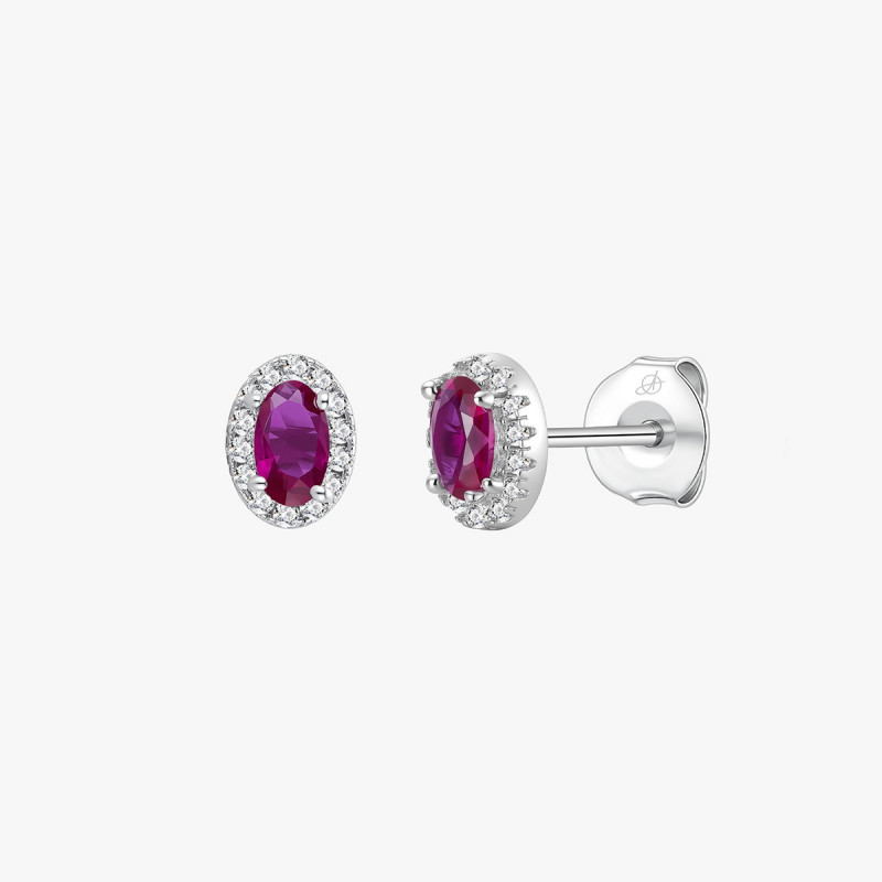 PENDIENTE OVALO GRACE RUBI 6 MM