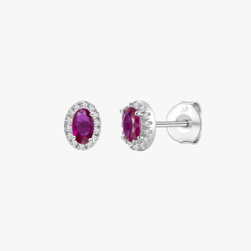 PENDIENTE OVALO GRACE RUBI 6 MM