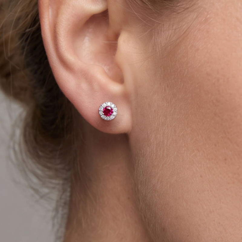 PENDIENTE CIRCULO ROYALE RUBI 6 MM
