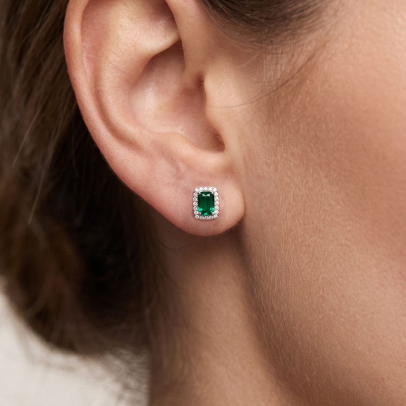 PENDIENTE CUADRADO LUXE ESMERALDA 6MM