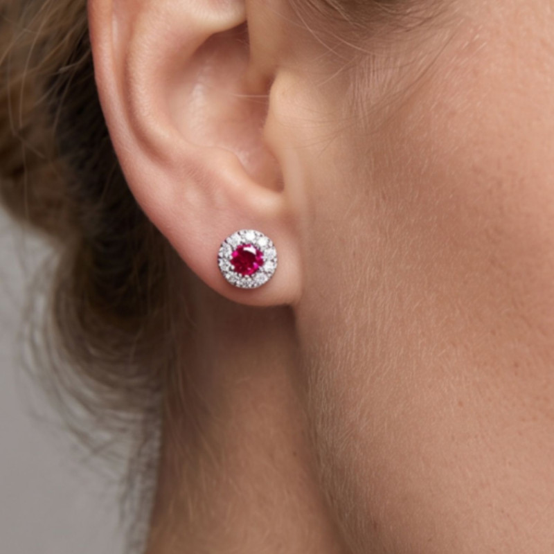 PENDIENTE CIRCULO ROYALE RUBI 7 MM