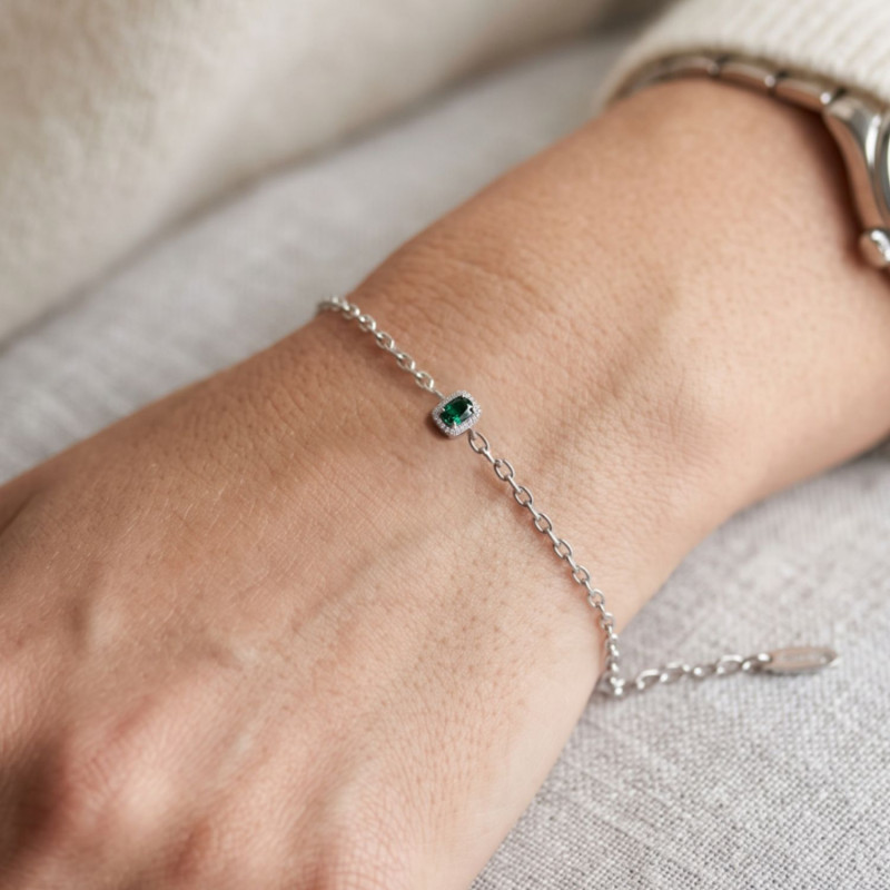 PULSERA CUADRADO LUXE ESMERALDA