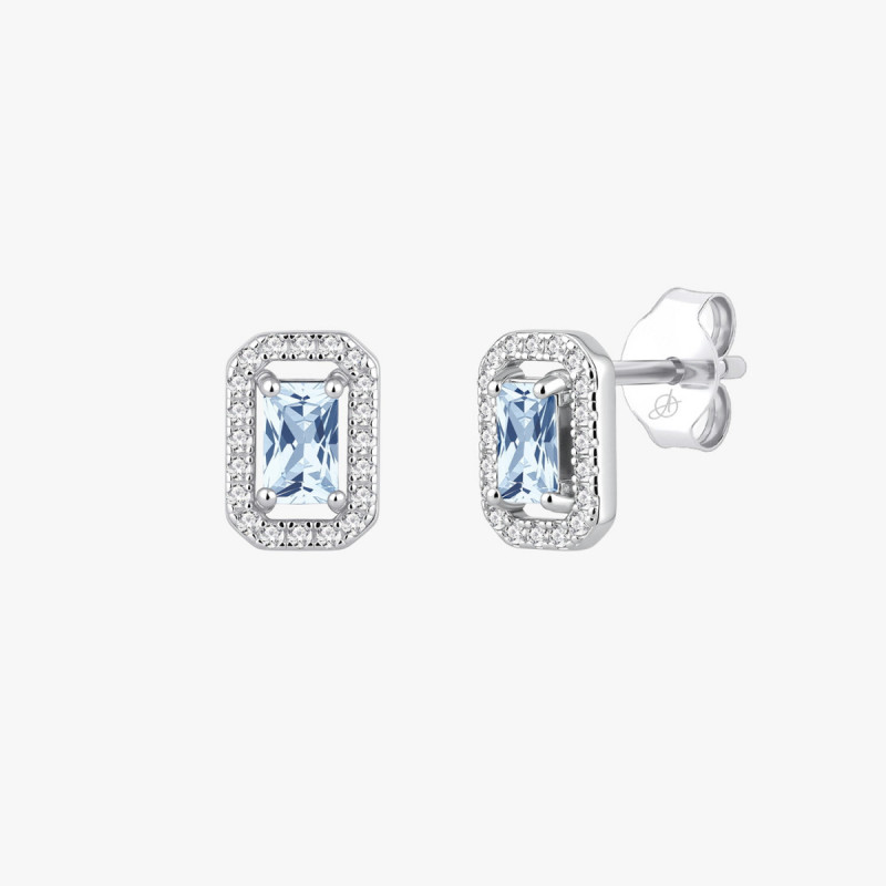 CLASSIC AQUAMARINE RECTANGLE EARRING