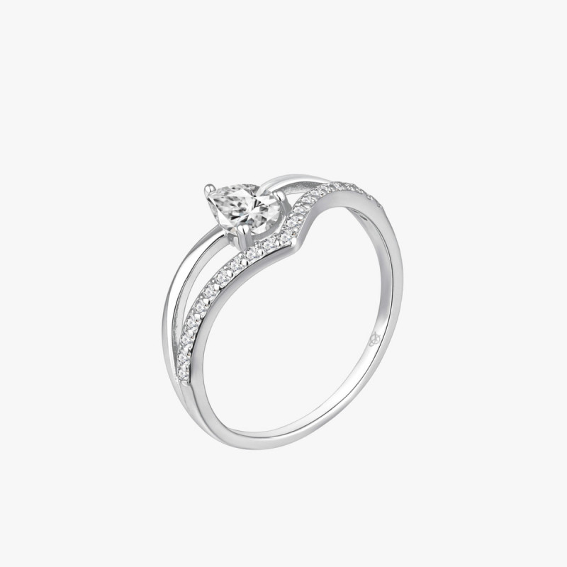 WHITE STONE TIARA RING