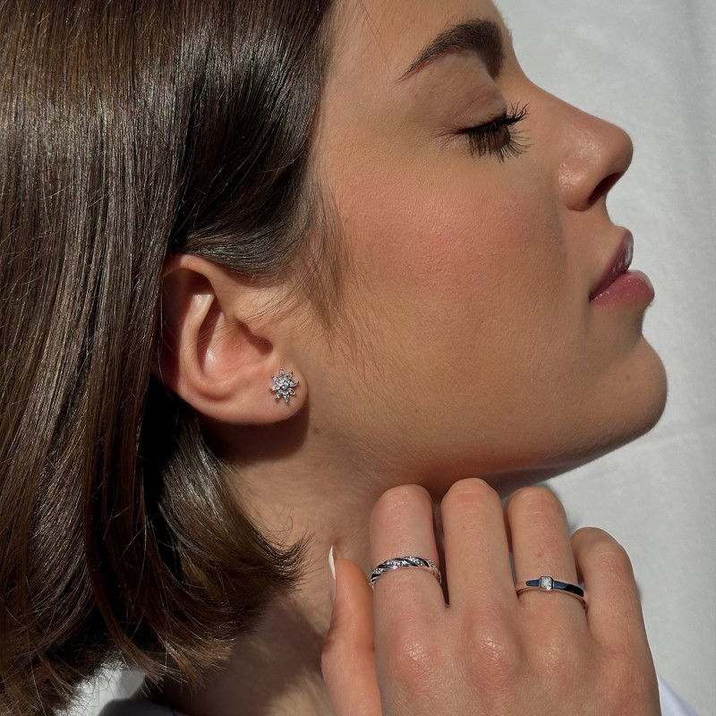 WHITE STONE CROSS RING