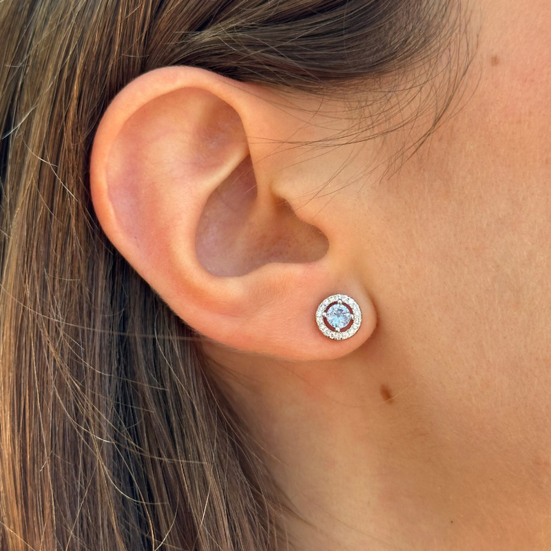 CLASSIC AQUAMARINE CIRCLE EARRING