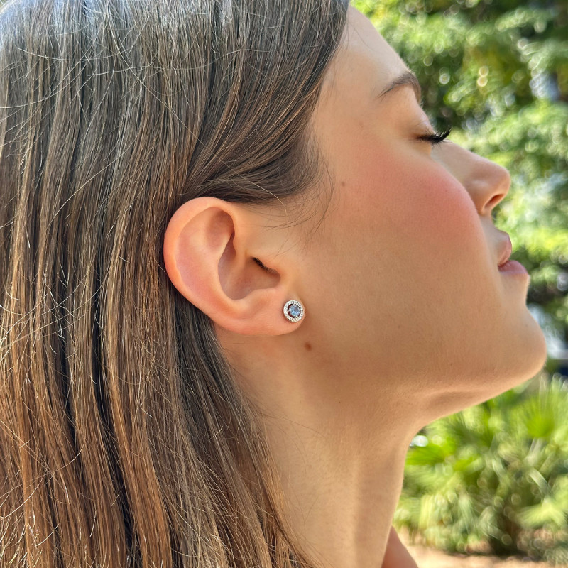 CLASSIC AQUAMARINE CIRCLE EARRING