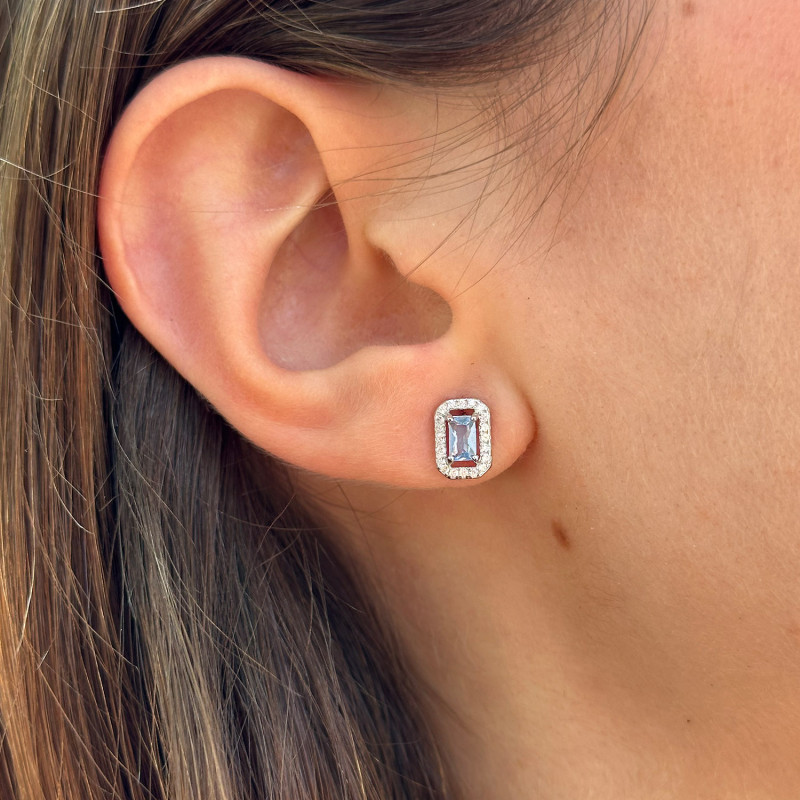 CLASSIC AQUAMARINE RECTANGLE EARRING