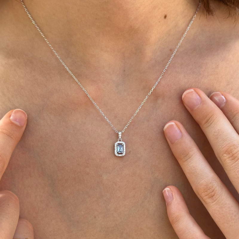 CLASSIC AQUAMARINE RECTANGLE CHOKER
