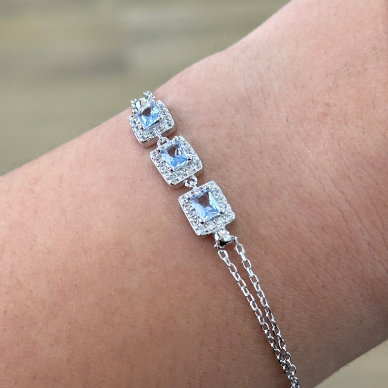 TRIPLE AQUAMARINE STONE BRACELET