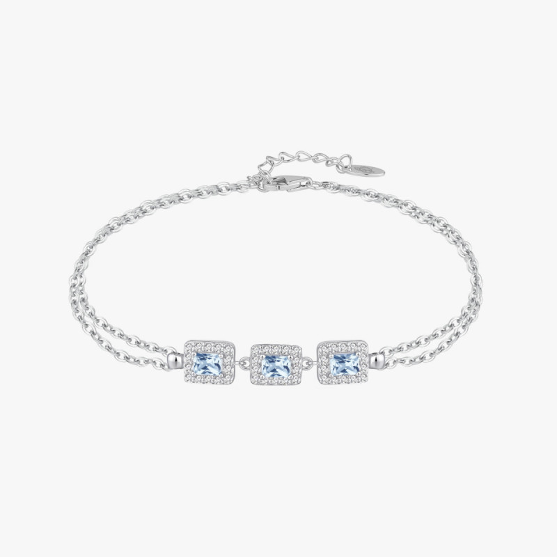 TRIPLE AQUAMARINE STONE BRACELET